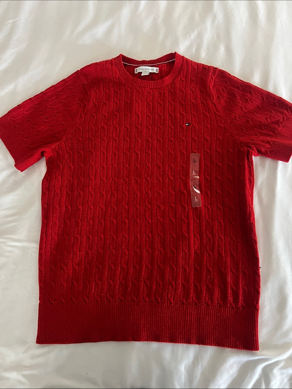 Tommy Hilfiger woman, Red Cable-Knit Crewneck Sweater